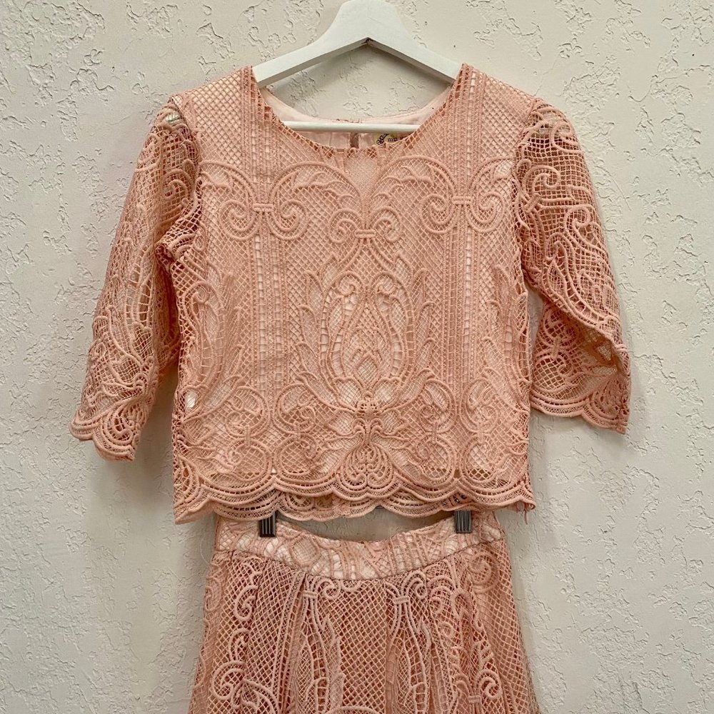 Joyfolie Lace Pale Pink Two Piece Dress Size 14